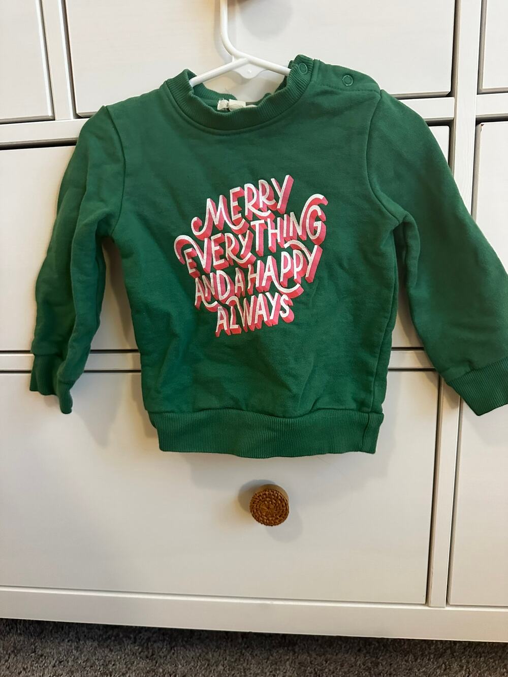 Bailey's Blossoms Girls Size 12-18 Months Green Merry Everything Sweatshirt